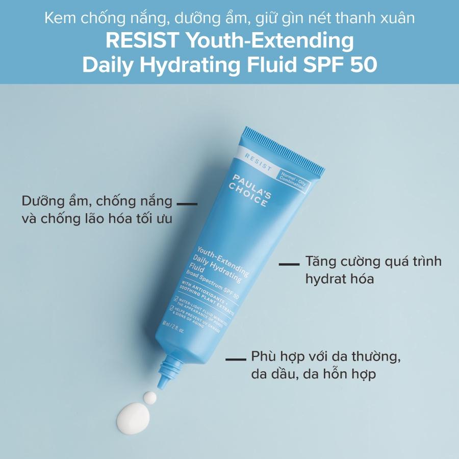 Kem Chống Nắng Hóa Học Cho Da Dầu - Paula's Choice Resist Youth-Extending Daily Mattifying Fluid SPF 50 60ml (Mã 7800)