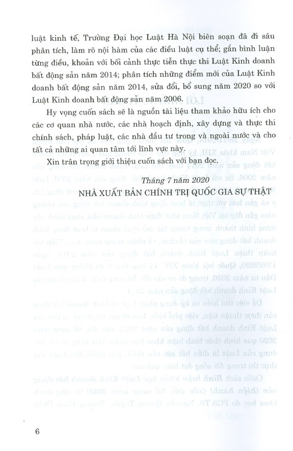 Bình Luận Khoa Học Luật Kinh Doanh Bất Động Sản (Hiện Hành) (Sửa Đổi, Bổ Sung Năm 2020) - Bìa mềm