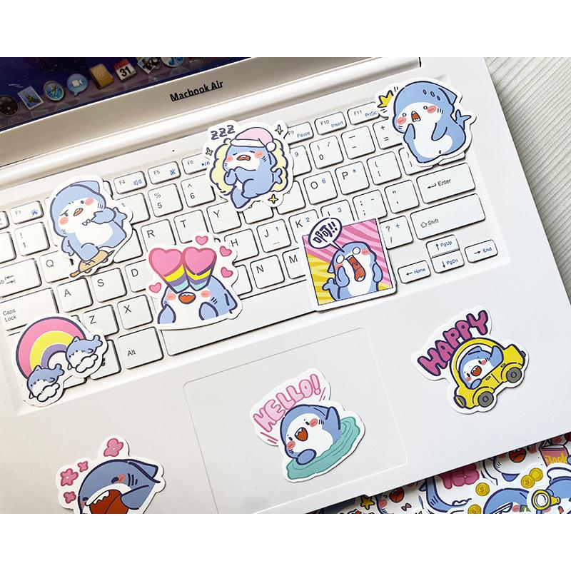 Sticker CÁ MẬP TRUNG QUỐC hoạt hình cute trang trí mũ bảo hiểm,guitar,ukulele,điện thoại,sổ tay,laptop-mẫu S94