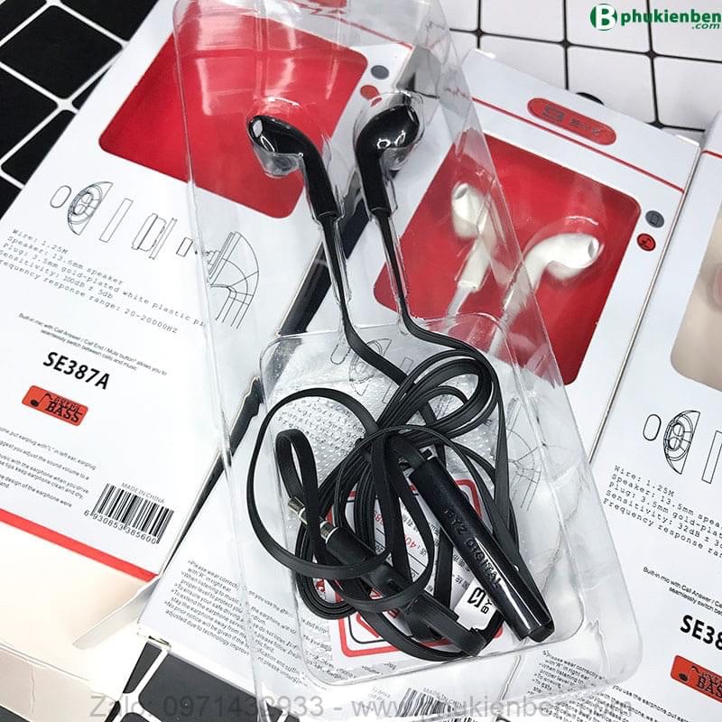 Tai nghe nhét tai BYZ SE 387 có mic, dây dẹp chống rối, âm thanh hay