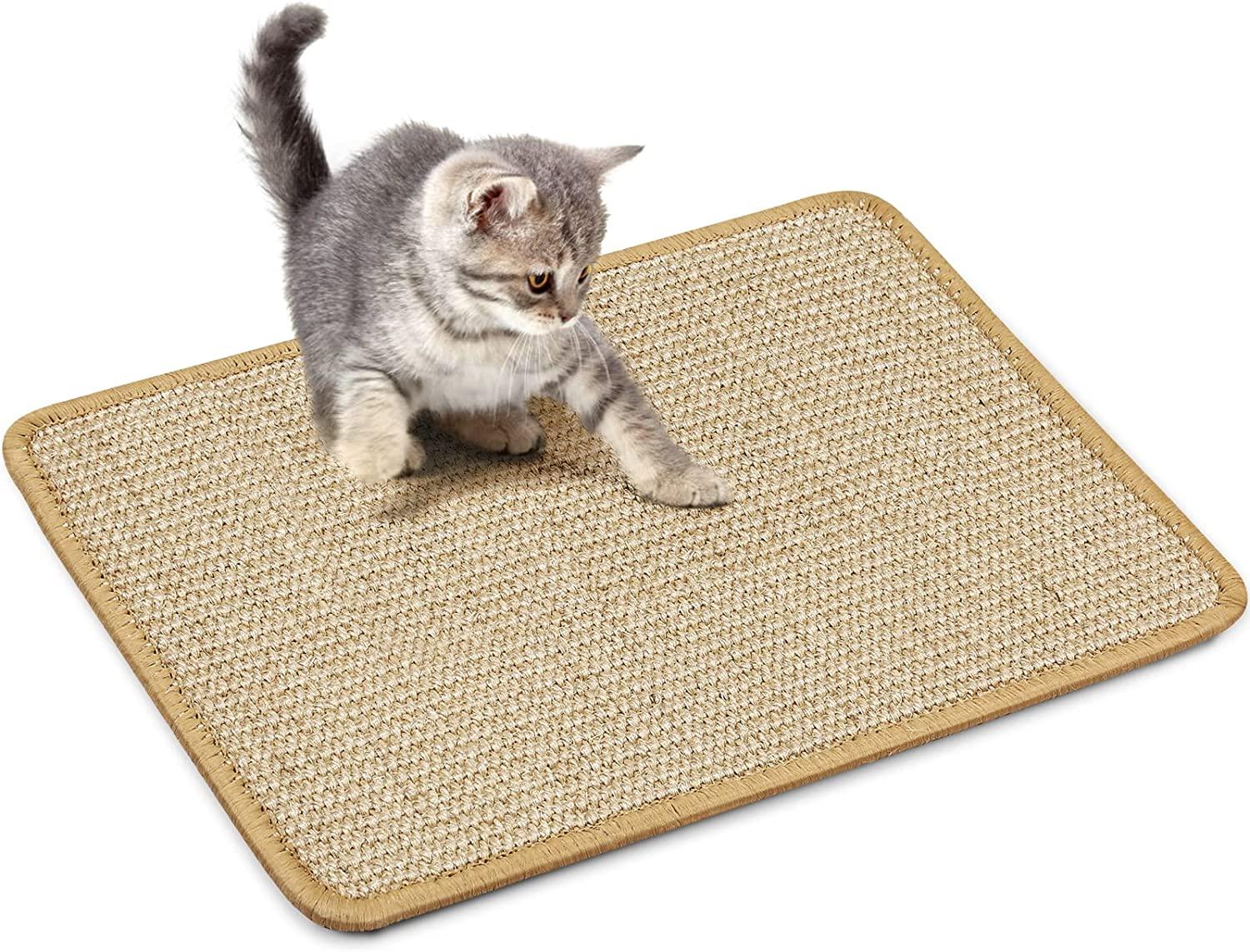 Thảm cào cho mèo, Thảm cào cho mèo Sợi dệt bằng sợi sisal tự nhiên chống trượt Tiện lợi Đồ chơi chăm sóc móng vuốt cho mèo Thảm bảo vệ thảm và ghế sofa 30*40cm Màu nâu