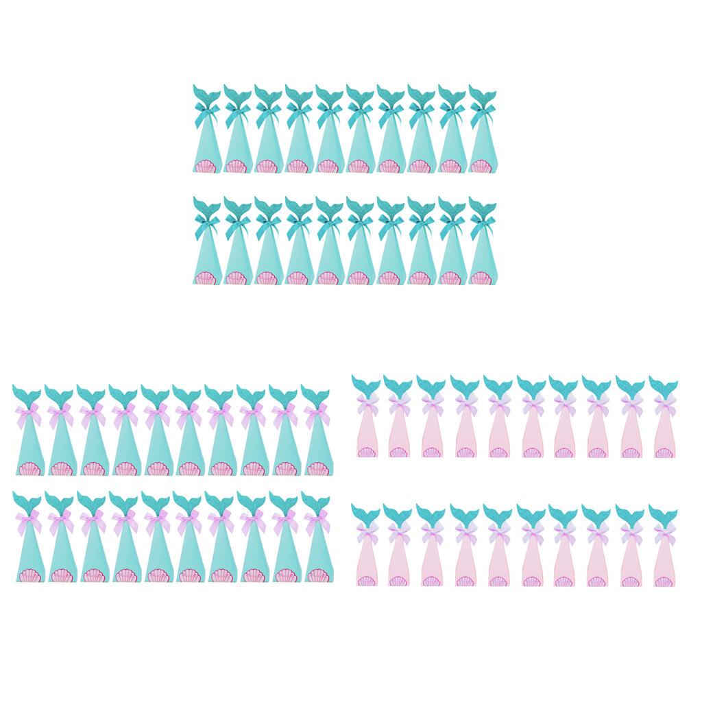 20pcs Creative Triangle Cone Mermaid Bowknot Candy Boxes Party Favor