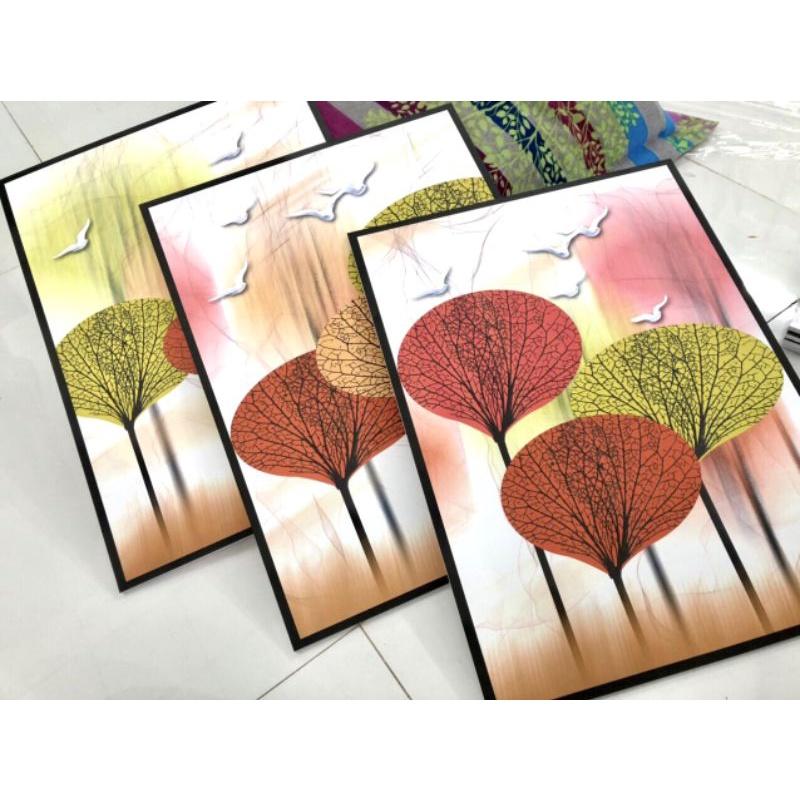 Tranh treo tường, tranh trang trí bộ 3 tranh formex siêu nhẹ, tiện lợi, chỉ cần dán không cần khoan tường.
