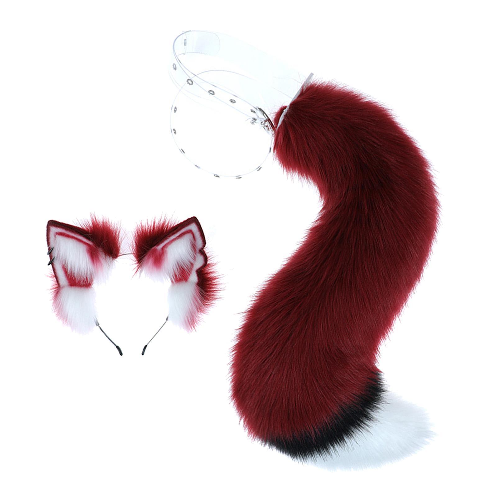 Wolf Ears and Tail Set Costume Accessories Hair Clip for Performance Halloween
