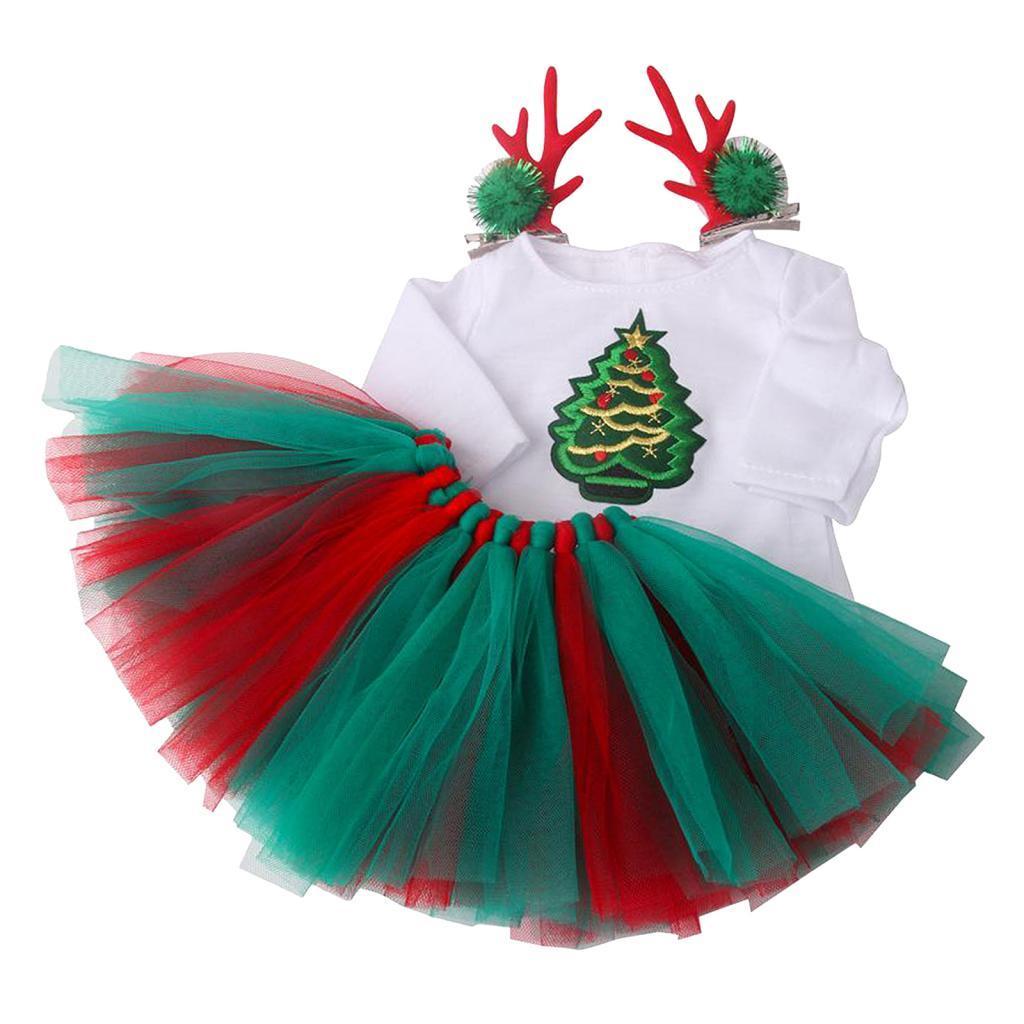 Doll Dress Outfits with Deer Hairpins for 18" Dolls