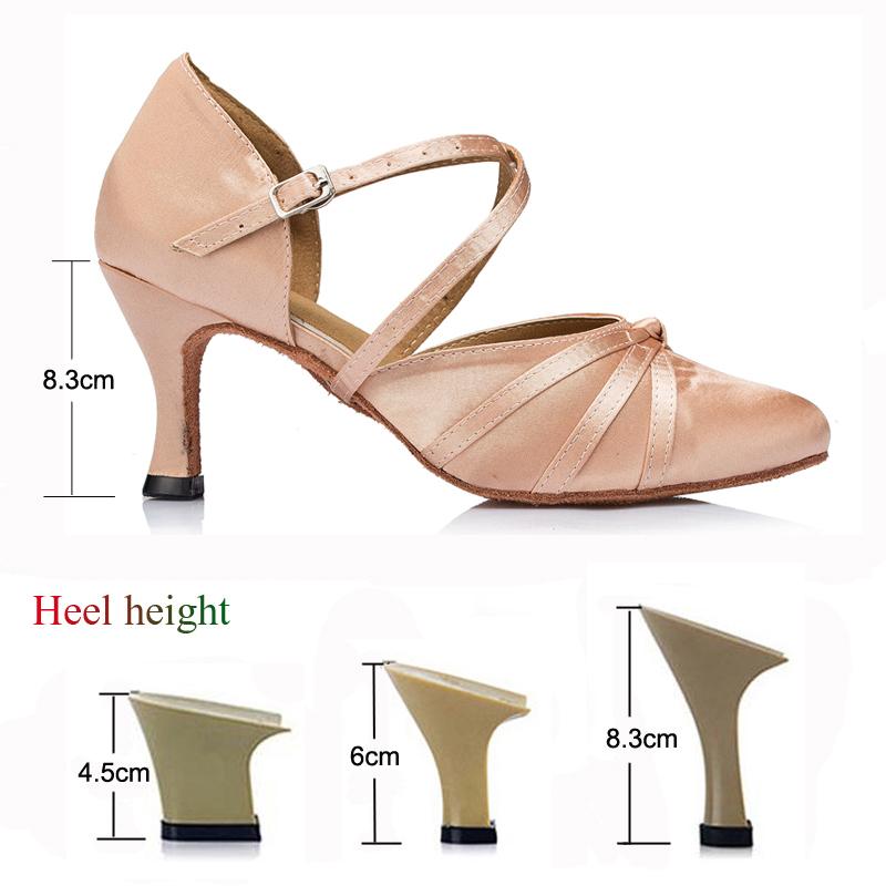 Giày Latin của phụ nữ Salsa Tango Ballroom Party Giày cao gót nữ thân thiện với da Color: Outdoor Pink 6cm Shoe Size: 33