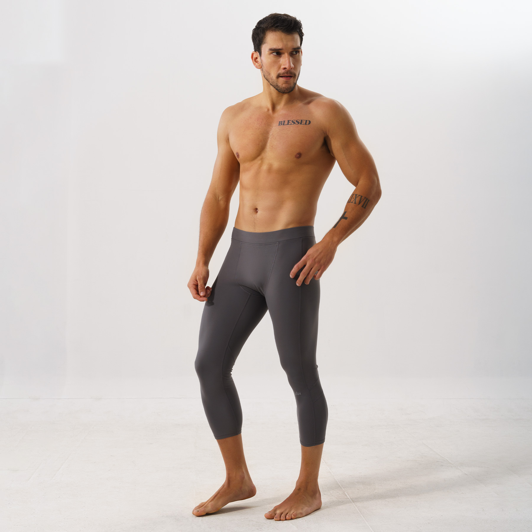 Quần leggings tập gym cho nam Hibi Sports M104 - Loại lửng 3/4 không túi