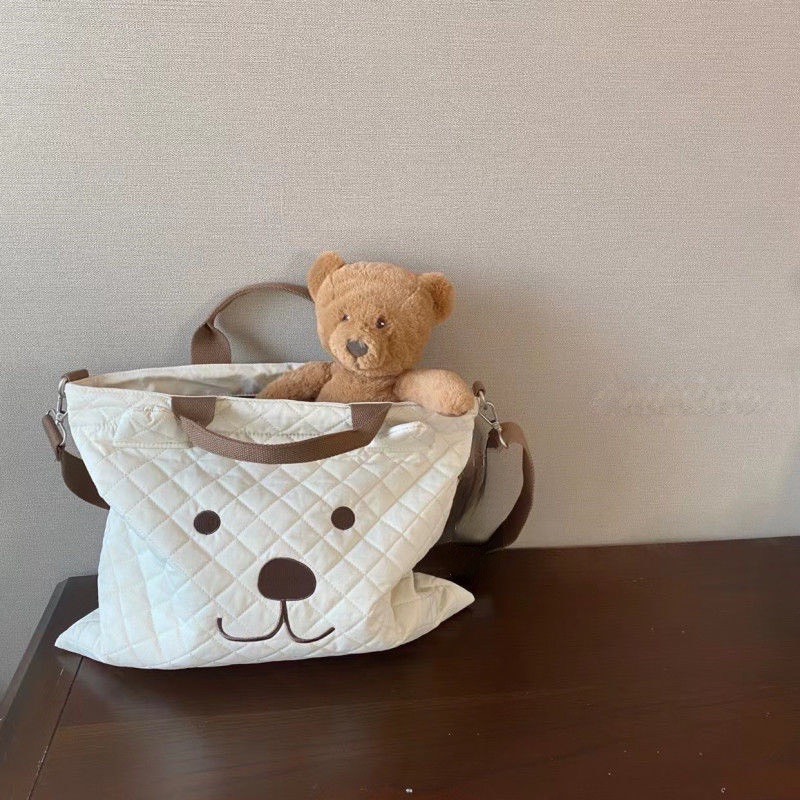 TÚI ĐỰNG BỈM SỮA gấu ( kt - 35cm x 38cm ) Hàn Quốc chất Liệu Cotton loại đẹp có dây đeo