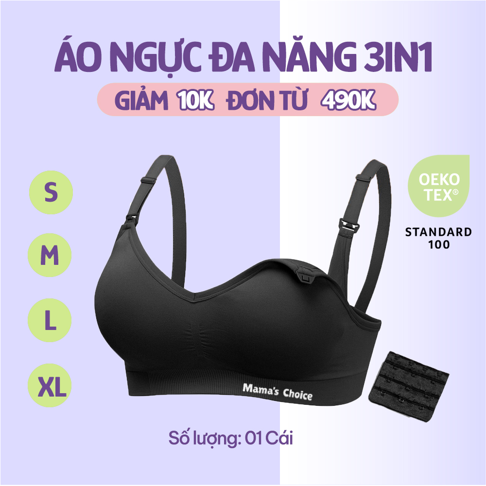 Áo Ngực 3in1 Mama's Choice, Cho Bà Bầu, Cho Con Bú, Dùng Máy Hút Sữa Không Dây, Chống Chảy Sệ, Giúp Nâng Đỡ Bầu Ngực Ngực