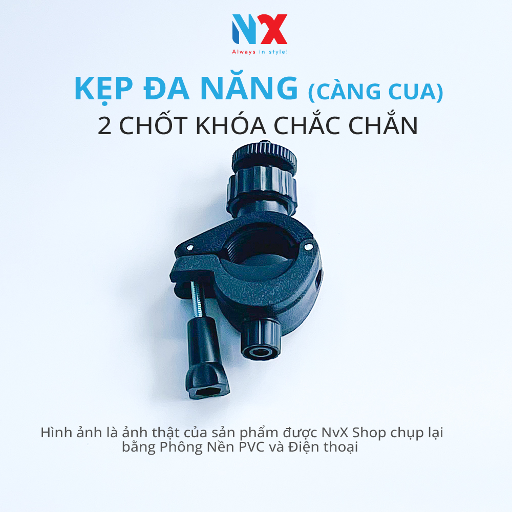 Combo Kẹp Đa Năng, Kẹp càng cua gắn chân đèn, Khung treo để gắn thêm Điện thoại, đèn livestream, micro