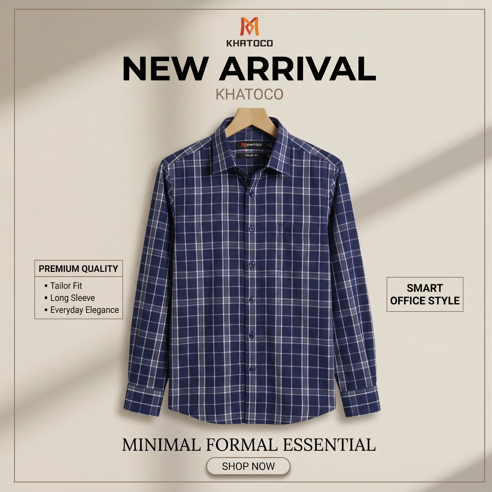 Áo sơ mi tay dài Khatoco Sale 20% 375K(Giá tem 468K) (S-2XL)