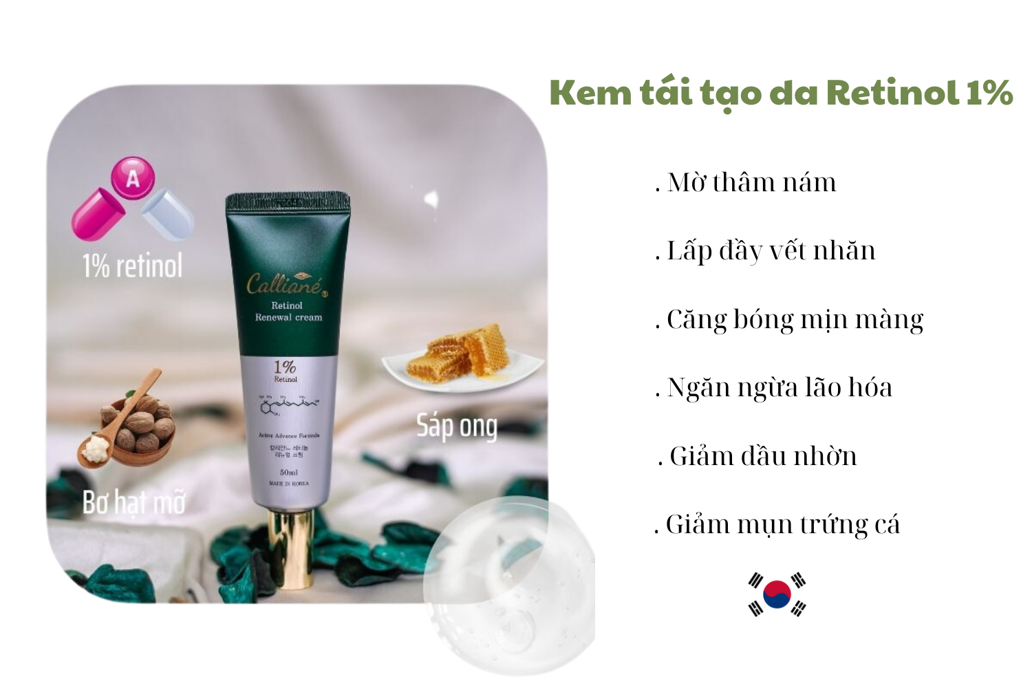 Kem Dưỡng Tái Tạo Chống Lão Hoá Da Retinol 1.0 Calliané Hàn Quốc