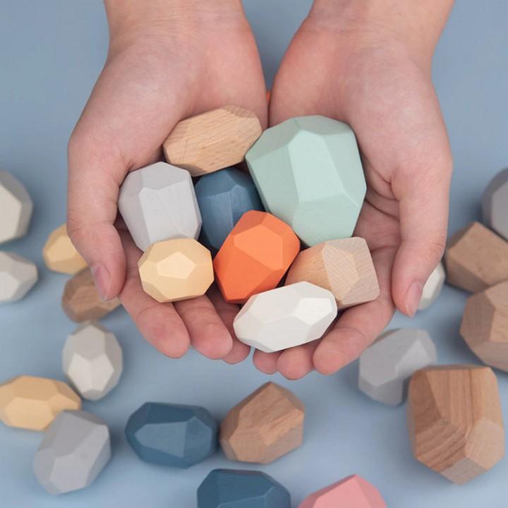 Đồ Chơi Thăng Bằng Gỗ cho bé Balance 16 Blocks Colorful - Home and Garden