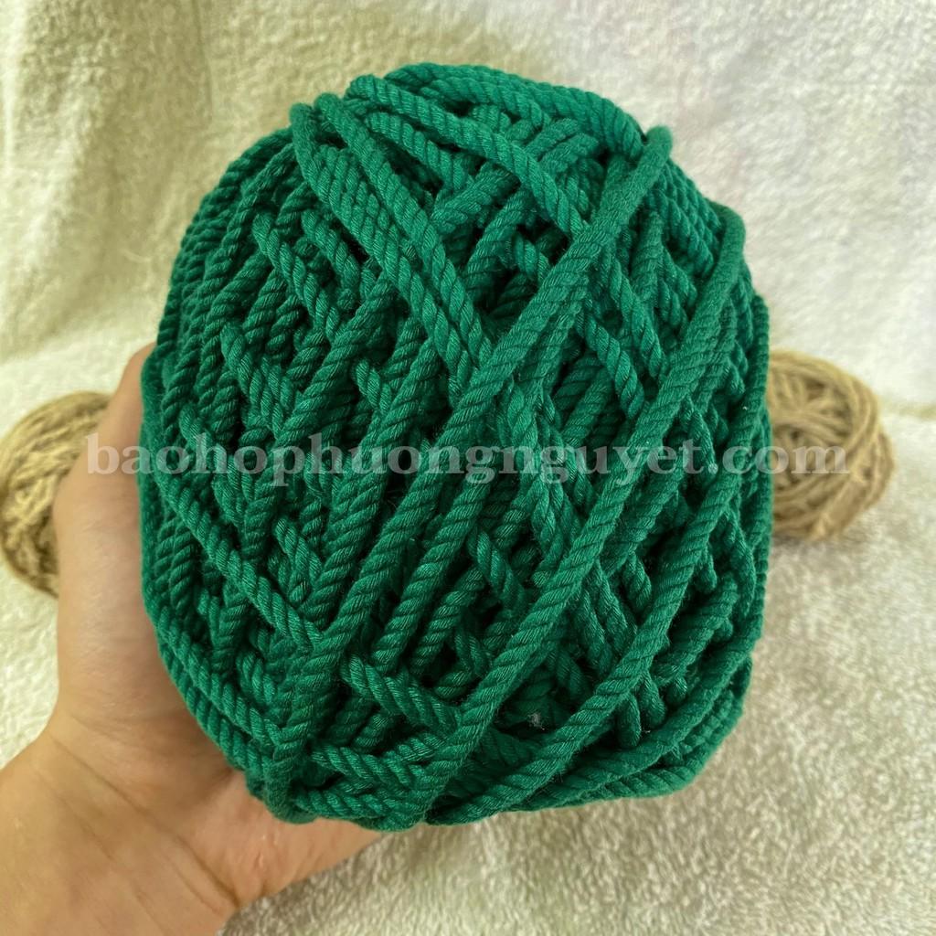 Dây thừng cotton làm handmade, macrame, decor màu xanh bách tùng size 5mm