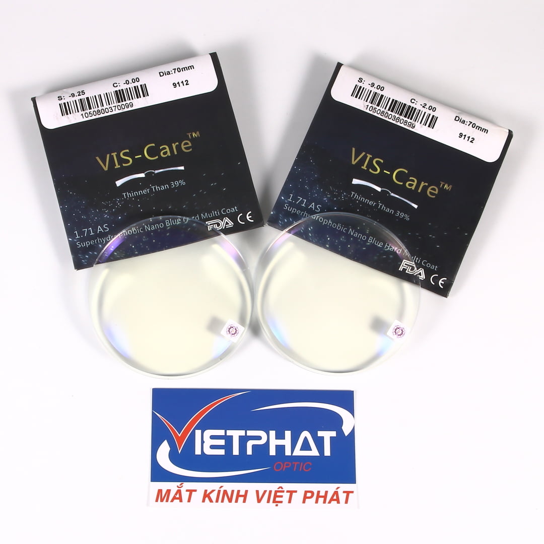Tròng kính chống ánh sáng xanh VIS-Care 1.71AS Nano Blue