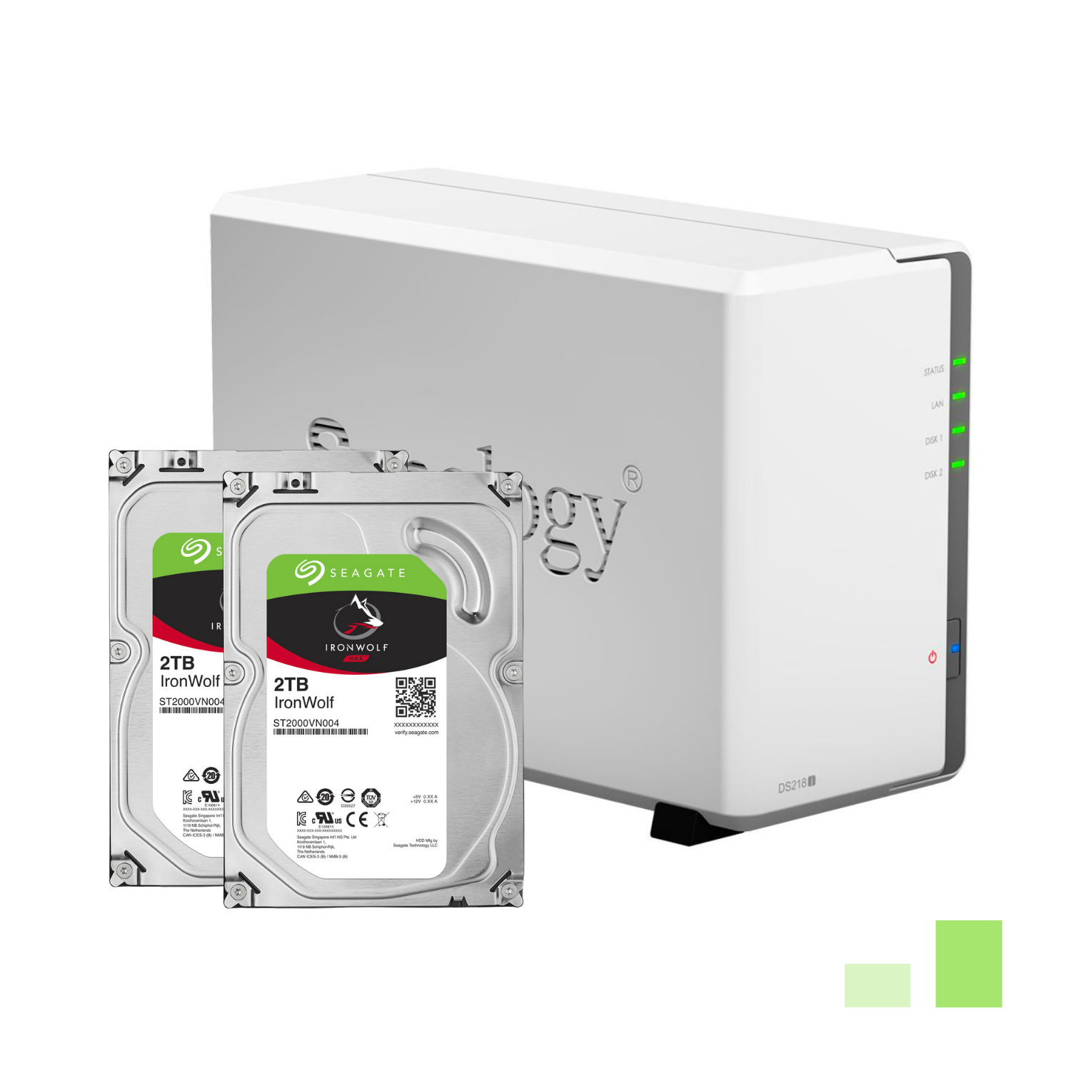 Combo Thiết bị lưu trữ mạng NAS Synology DS220J + 2HDD Seagate 2TB Ironwolf - Hàng chính hãng 100%