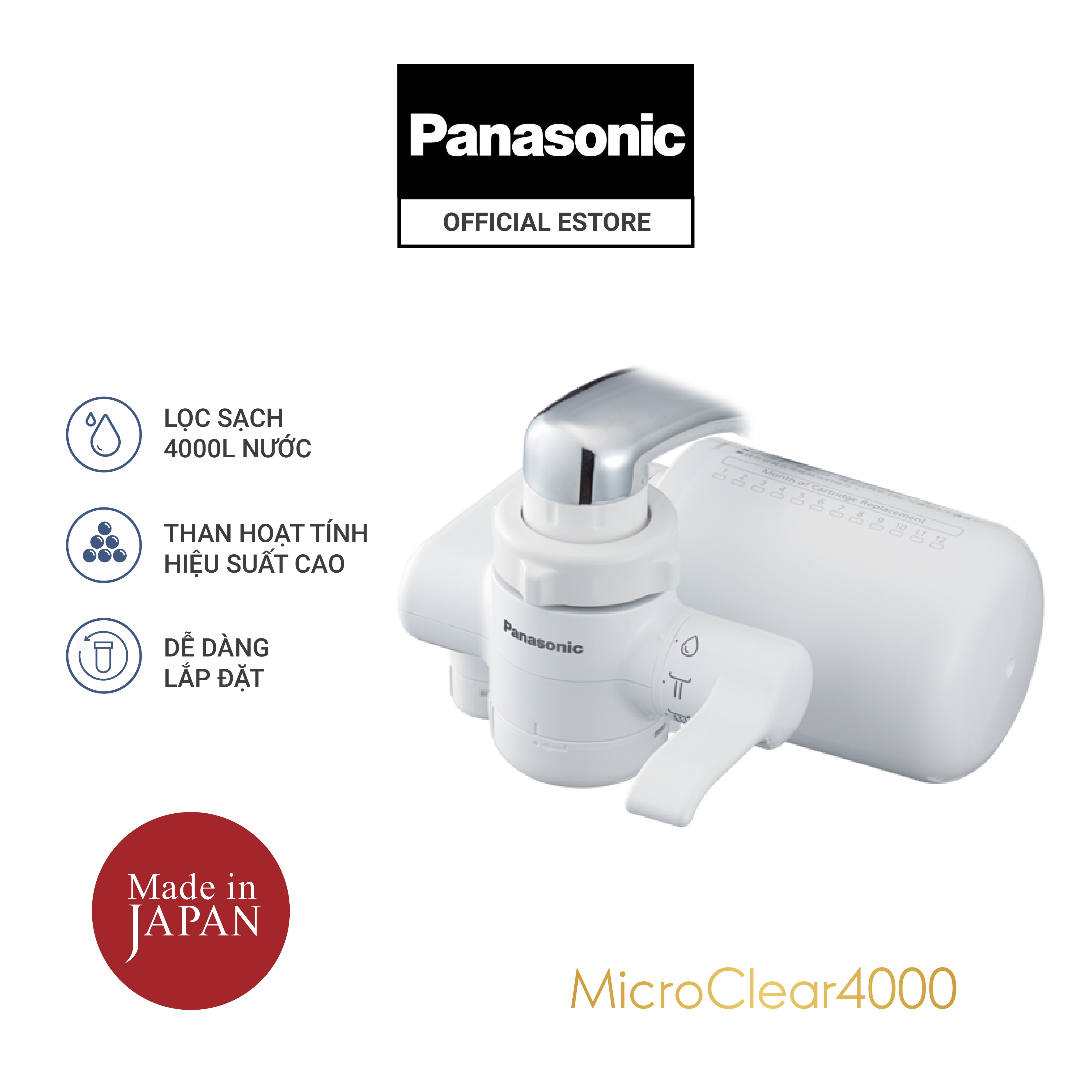 Máy lọc nước tại vòi Panasonic MicroClear TK-CJ300-WVN - 4000L nước sạch – Made in Japan - Hàng chính hãng