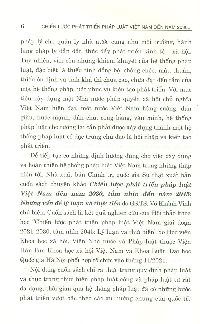 Chiến Lược Phát Triển Pháp Luật Việt Nam Đến Năm 2030, Tầm Nhìn Đến Năm 2045 - Những Vấn Đề Lý Luận Và Thực Tiễn (Sách chuyên khảo) (Bản giới hạn, in 100 bản)