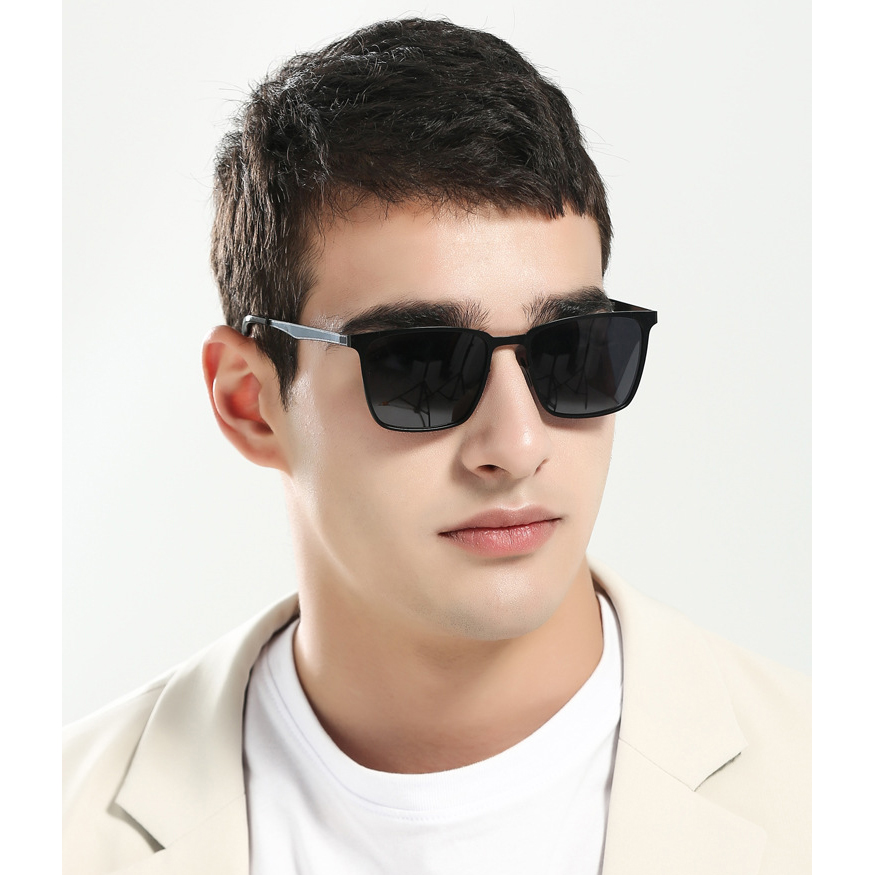 Kính mát nam Crnaira M22M kiểu dáng kính vuông phân cực chống tia UV thời trang gọng bằng thép