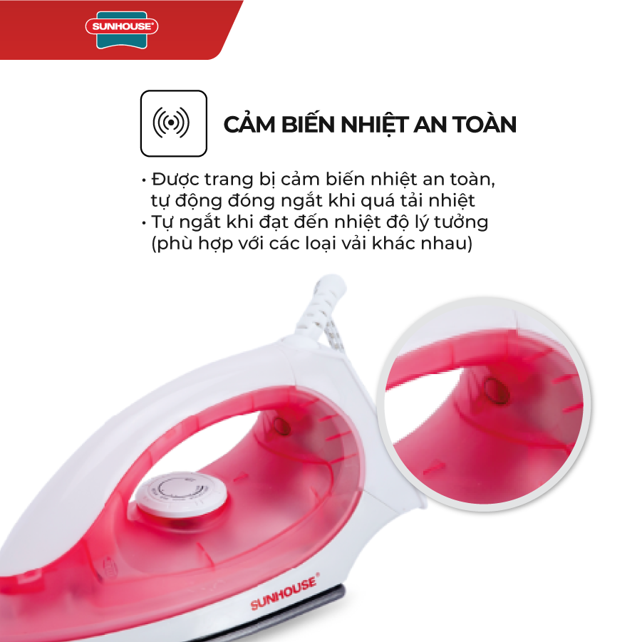 Bàn Ủi Khô Sunhouse SHD1072 - Hồng (1200W) - Hàng chính hãng