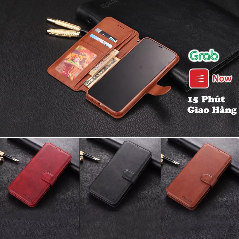 Bao ốp lưng dành cho Samsung A21 A21s kèm ví gập nắp da thật mềm mịn bền màu - azns