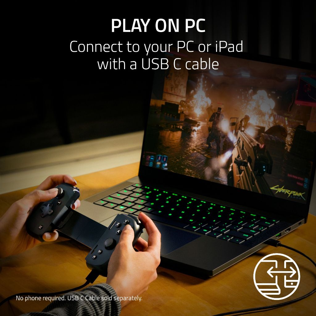 Razer Kishi V2 USB C - Tay Cầm Chơi Game Dành Cho iPhone và Android - Hàng chính hãng
