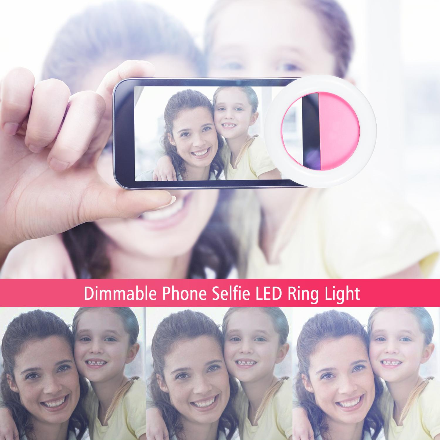 Đèn LED Ring Light Clip-on 3 cấp độ Độ sáng Màu trắng 5600K 3W CRI95 cho điện thoại thông minh Selfie