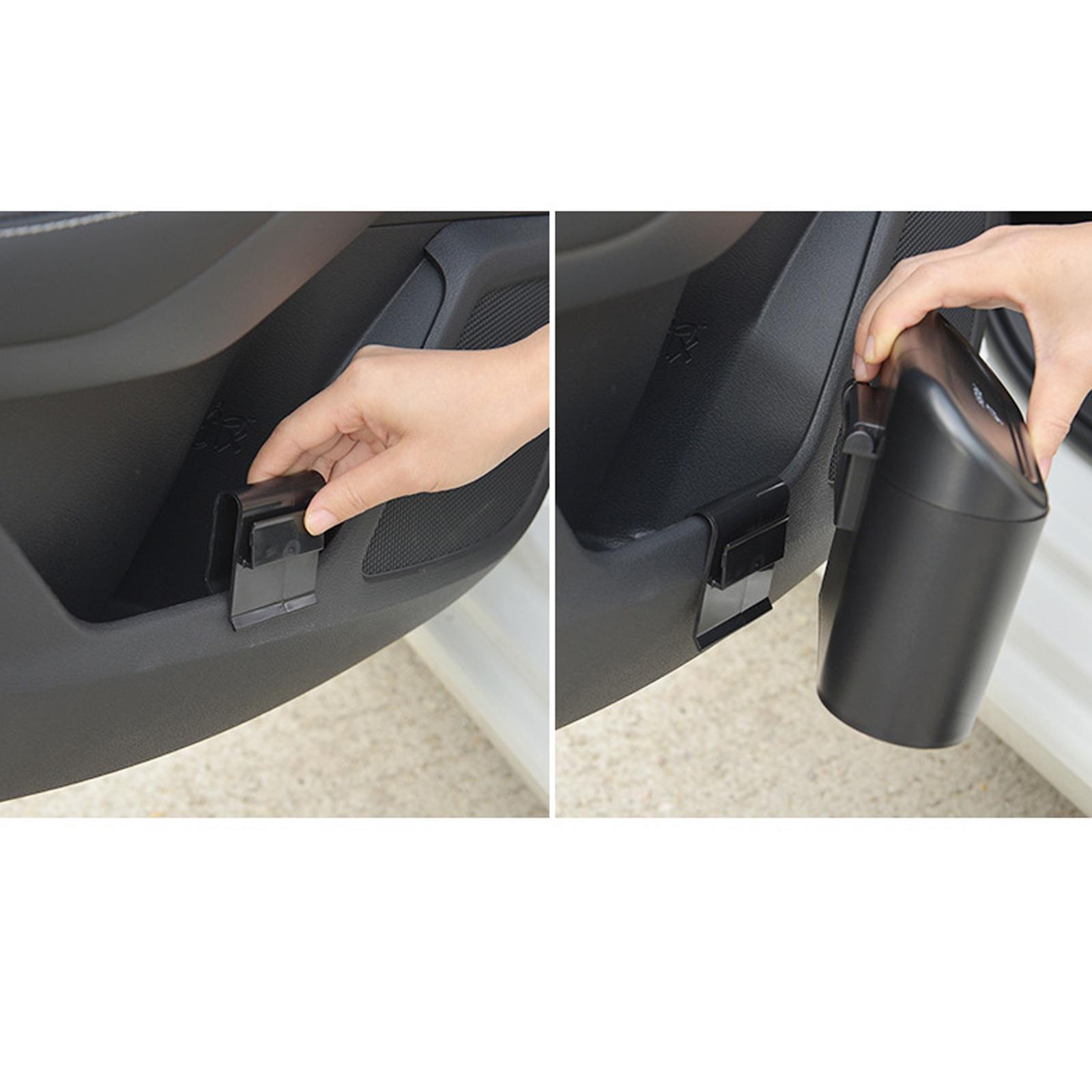 Portable Car Trash Can with Lid Hanging Small Trash Container Pressing Type Pink