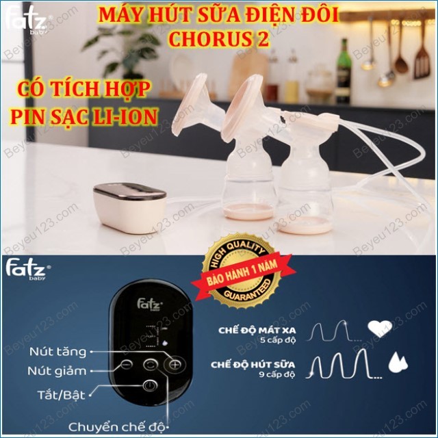 Máy hút sữa điện đôi Chorus 2 FATZ - FB1182MX (KHÔNG BAO GỒM ADAPTOR 5V-2A)