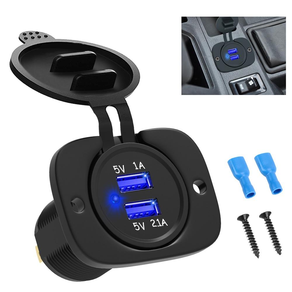 Ổ cắm điện hai cổng USB 12-24V 3.1A thông dụng cho xe hơi xe máy