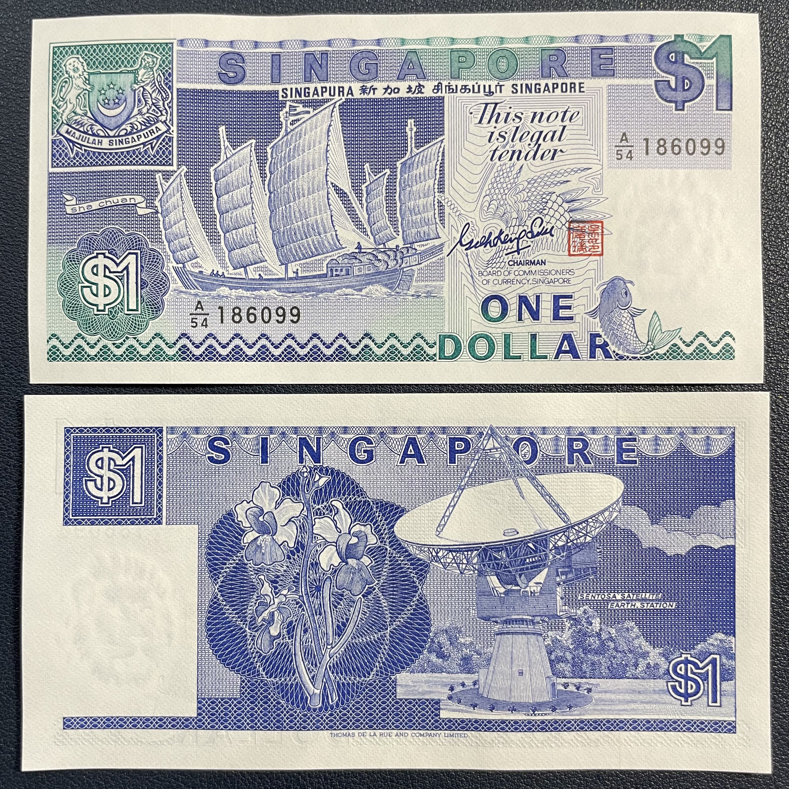 Tờ thuận buồm xuôi gió của Singapore 1 Dollar 1987