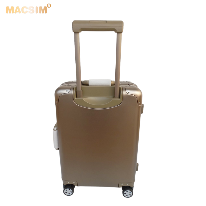 Vali du lịch thời trang cao cấp chất liệu hợp kim nhôm nguyên khối MS1318 Macsim màu ti-gold cỡ 28inches