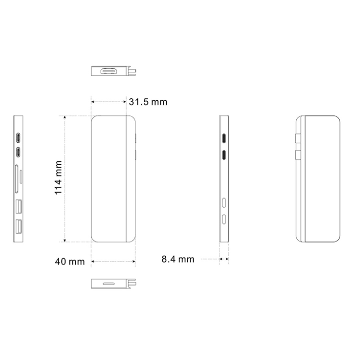 Cổng Chuyển Hyperdrive Duo 7-In-2 Hdmi 4K60HZ With Cable USB-C Hub For Macbook/IpadPro/Laptop/Smartphone - Hàng Chính Hãng