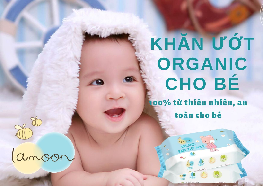 Combo 2 bịch khăn ướt Organic cho bé Lamoon - Loại 80 miếng