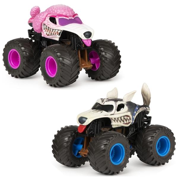 Đồ Chơi Chiến Xe 1:64 Đổi Màu Đối Đầu - Monster Jam 6055949 - Monster Mutt Poodle Vs Monster Mutt Husky