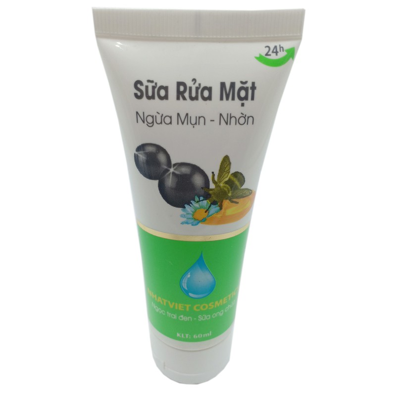 Sữa Rữa Mặt Sạch Nhờn, Ngừa Mụn, Ngọc Trai Đen, Sữa Ong Chúa 60ml