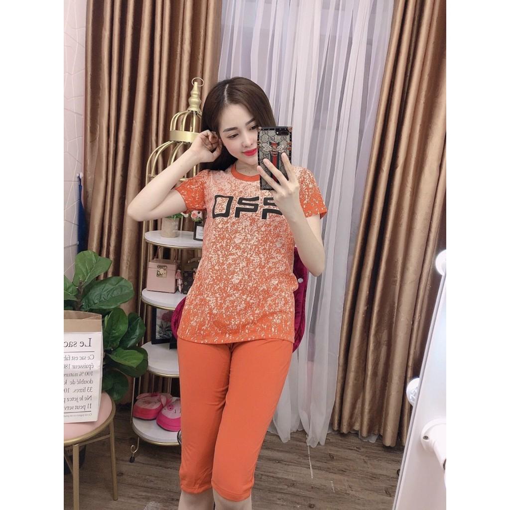 Set bộ cao cấp, cổ áo dạng tròn, quần lửng lung thun, vải mềm mịn, co giản-(LOANMAU)
