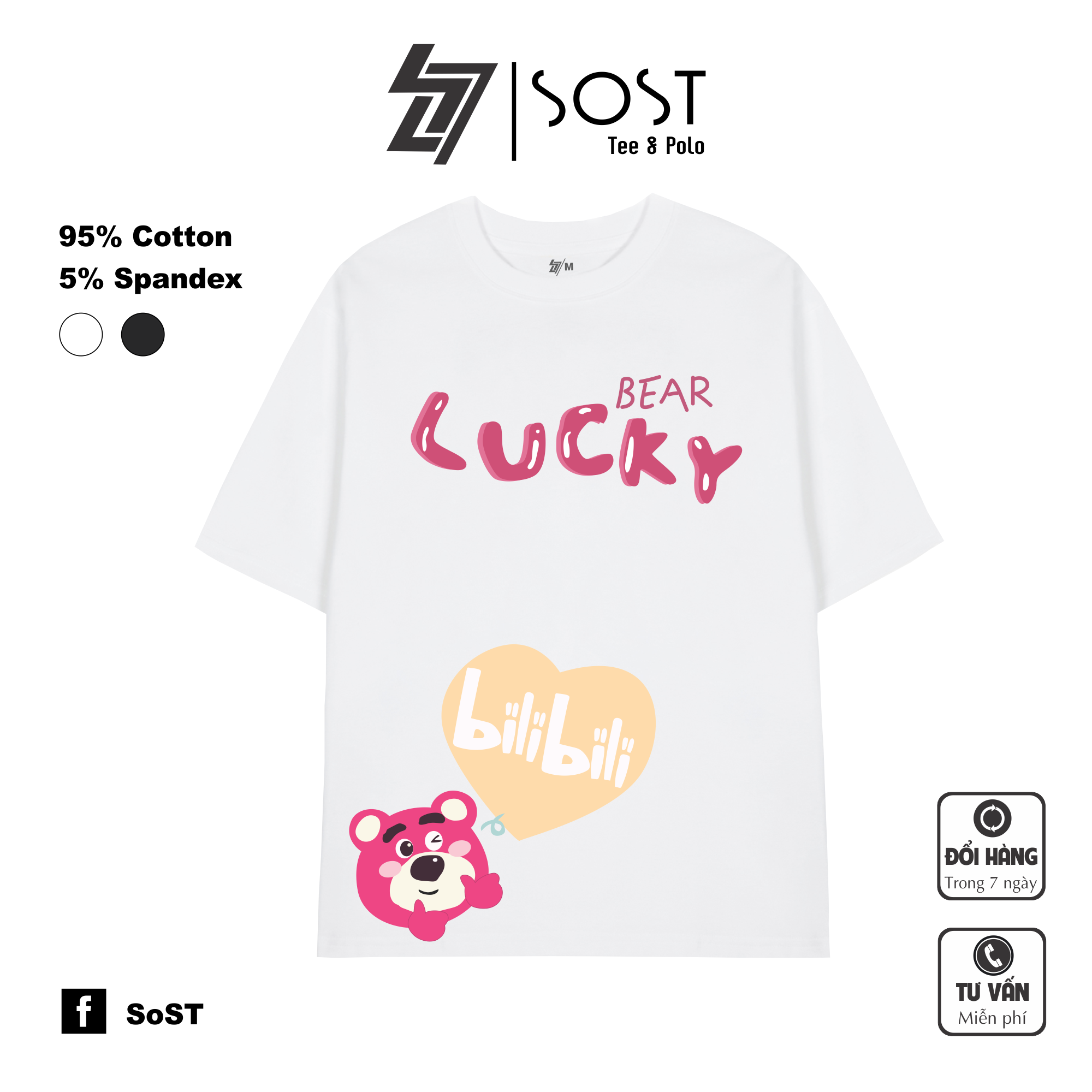 Áo Thun Sost Gấu Dâu Lotso BiLi BiLi Unisex Nam Nữ Chất Cotton Cao Cấp Thoáng Mát