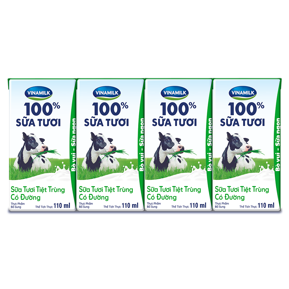COMBO 6 LỐC SỮA TƯƠI TIỆT TRÙNG VINAMILK 100% CÓ ĐƯỜNG - LỐC 4 HỘP X 110ML