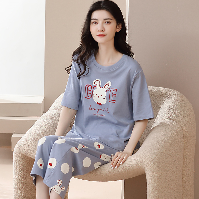 Bộ mặc nhà cotton tay ngắn quần lỡ 6101