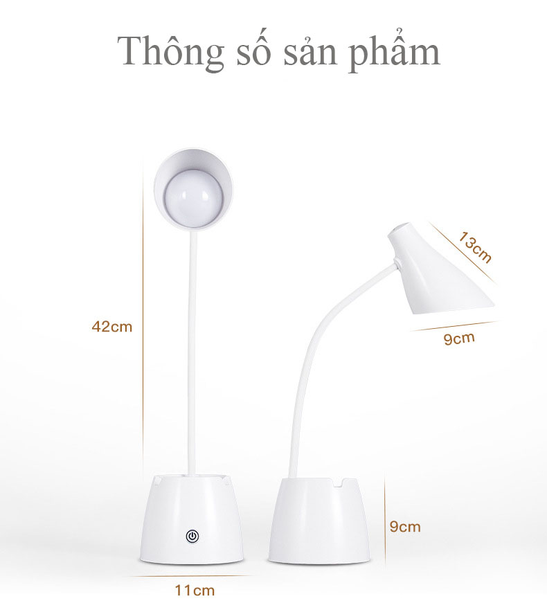 Đèn Bàn Học Đọc Sách LED Chống Cận 03 Chế Độ Ánh Sáng Bảo Vệ Mắt Có Hộp Bút Và Giá Để Điện Thoại eLights