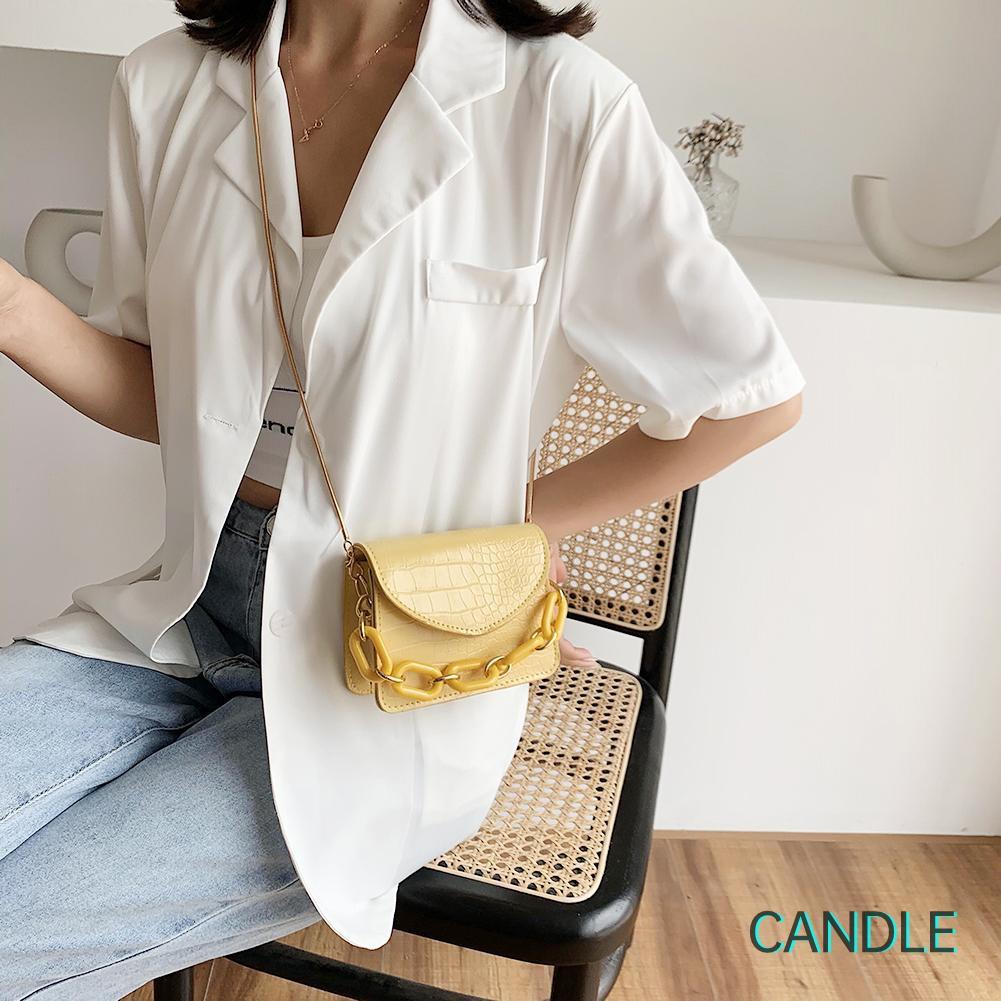 Túi xách tote da PU mini đeo chéo vai in họa tiết da cá sấu cho nữ