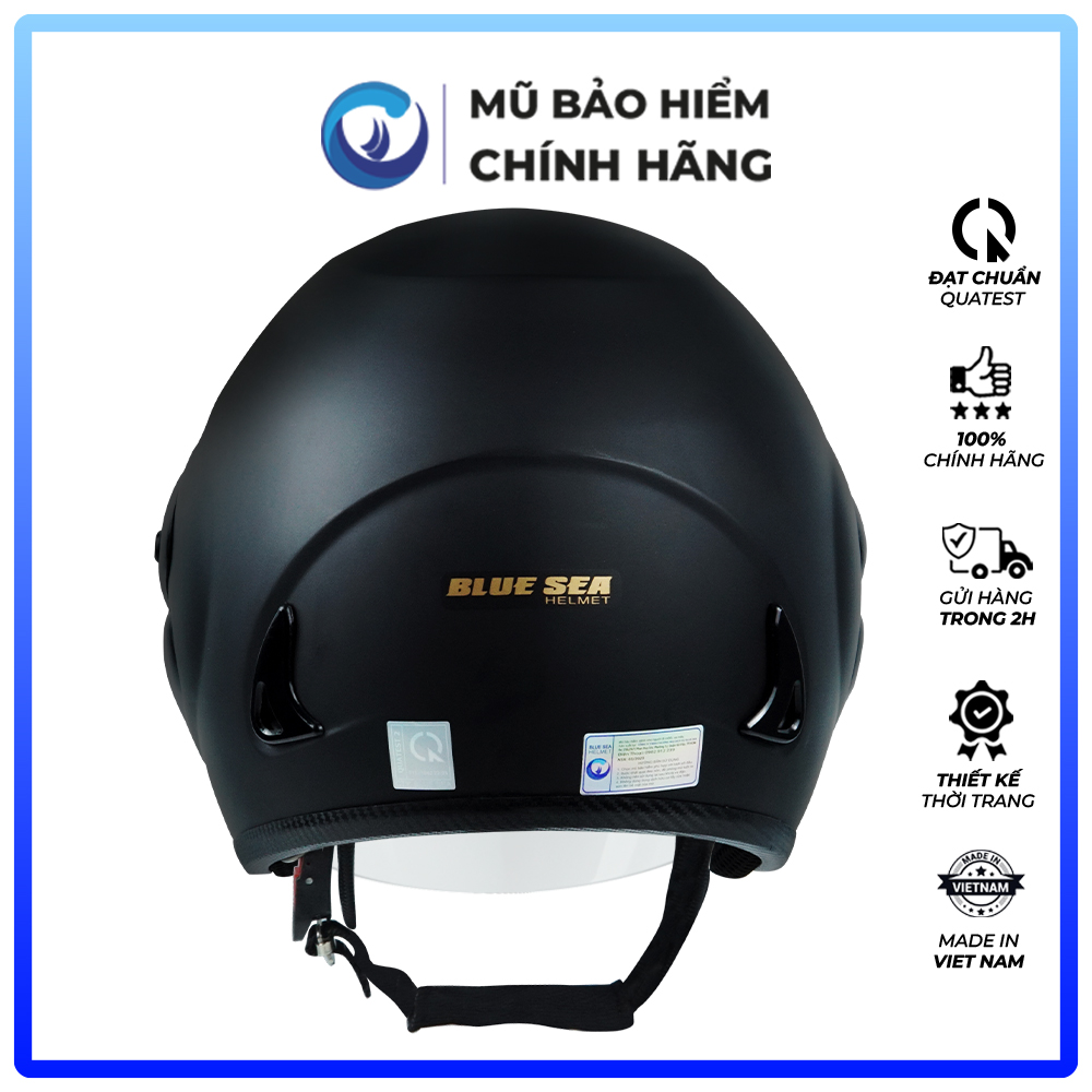 Mũ Bảo Hiểm 3/4 Đầu - Blue Sea BL34A102 - Sơn Nhám- Có Kính Dài - Hàng chính hãng