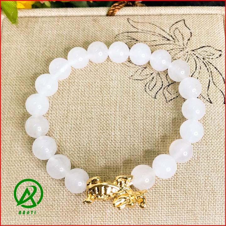 Vòng Tay Phong Thủy - Vòng Tay Mã Não 8mm Mix Long Quy Vàng Độc Lạ V379-8