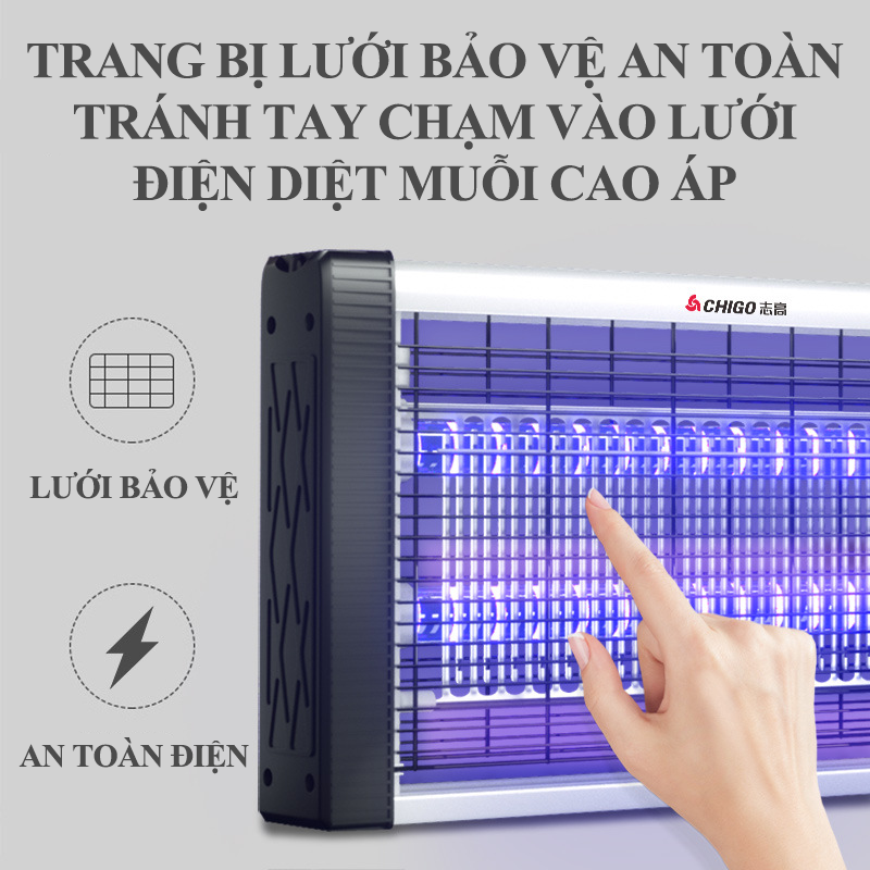 Đèn bắt muỗi UV diệt muỗi bằng lưới điện cao áp loại ngang cỡ lớn ZG-SY01 treo tường thu hút côn trùng không tạo mùi không độc hại