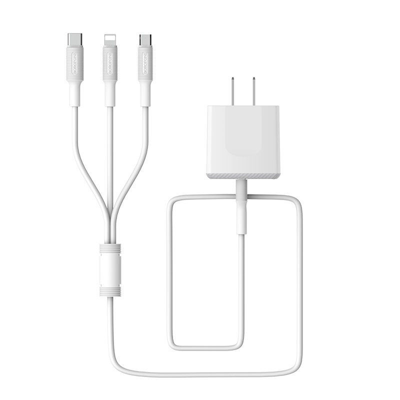 Bộ Cóc Cáp Sạc BA3 Borofone 3 in 1 - 2 Cổng USB chuẩn US - Hàng Chính Hãng