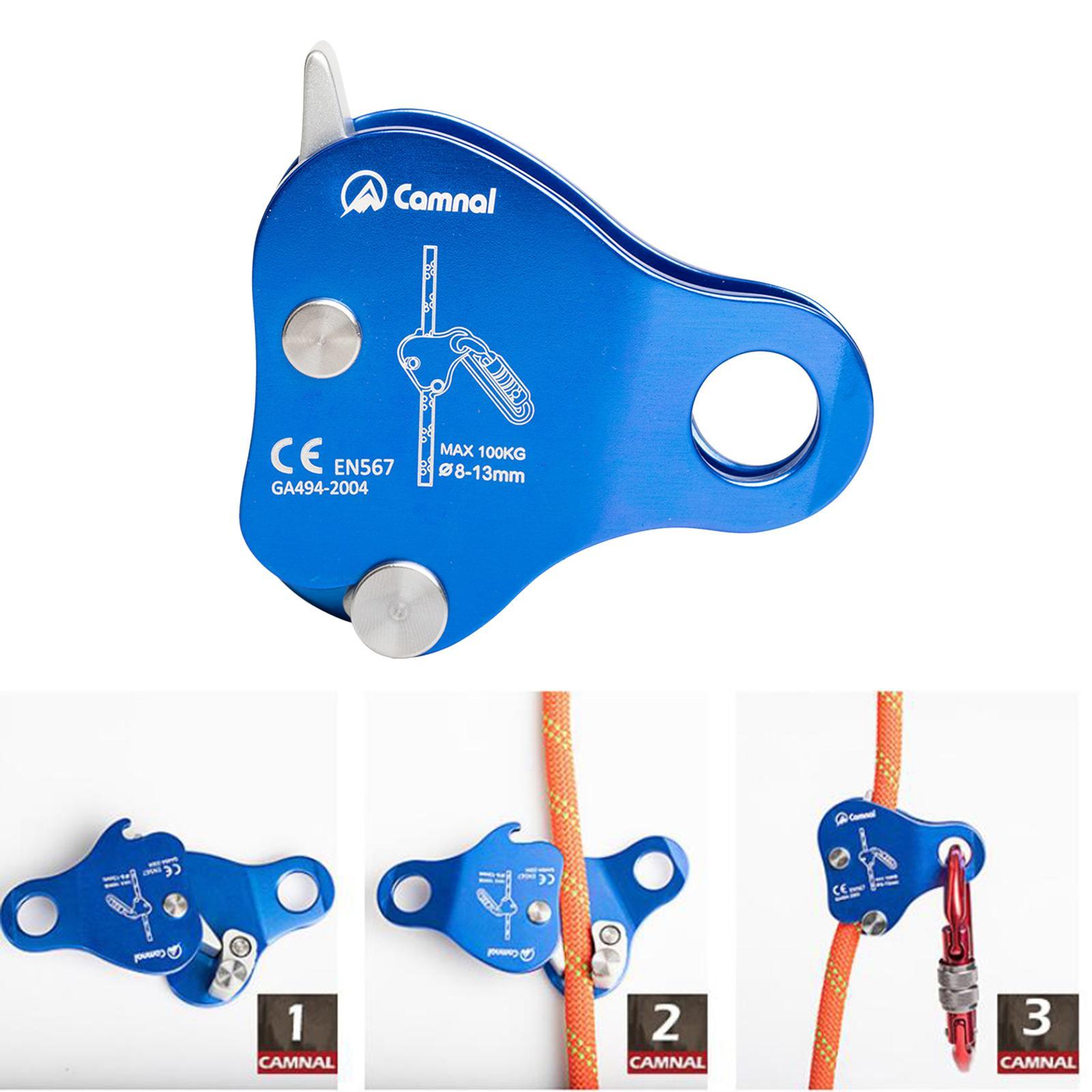 Rope Grab Rock Climbing Arborist Fall Arrester Pulley Device Black