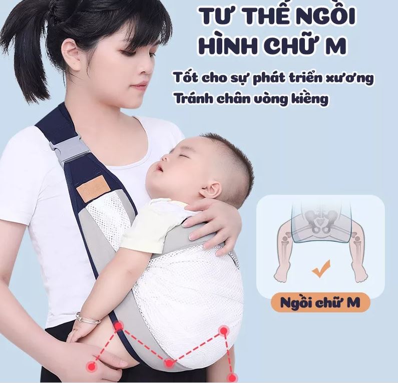 Địu em bé, địu cho trẻ sơ sinh từ 0 đến 3 tuổi, vải lưới thoáng mát, nhỏ gọn tiện lợi