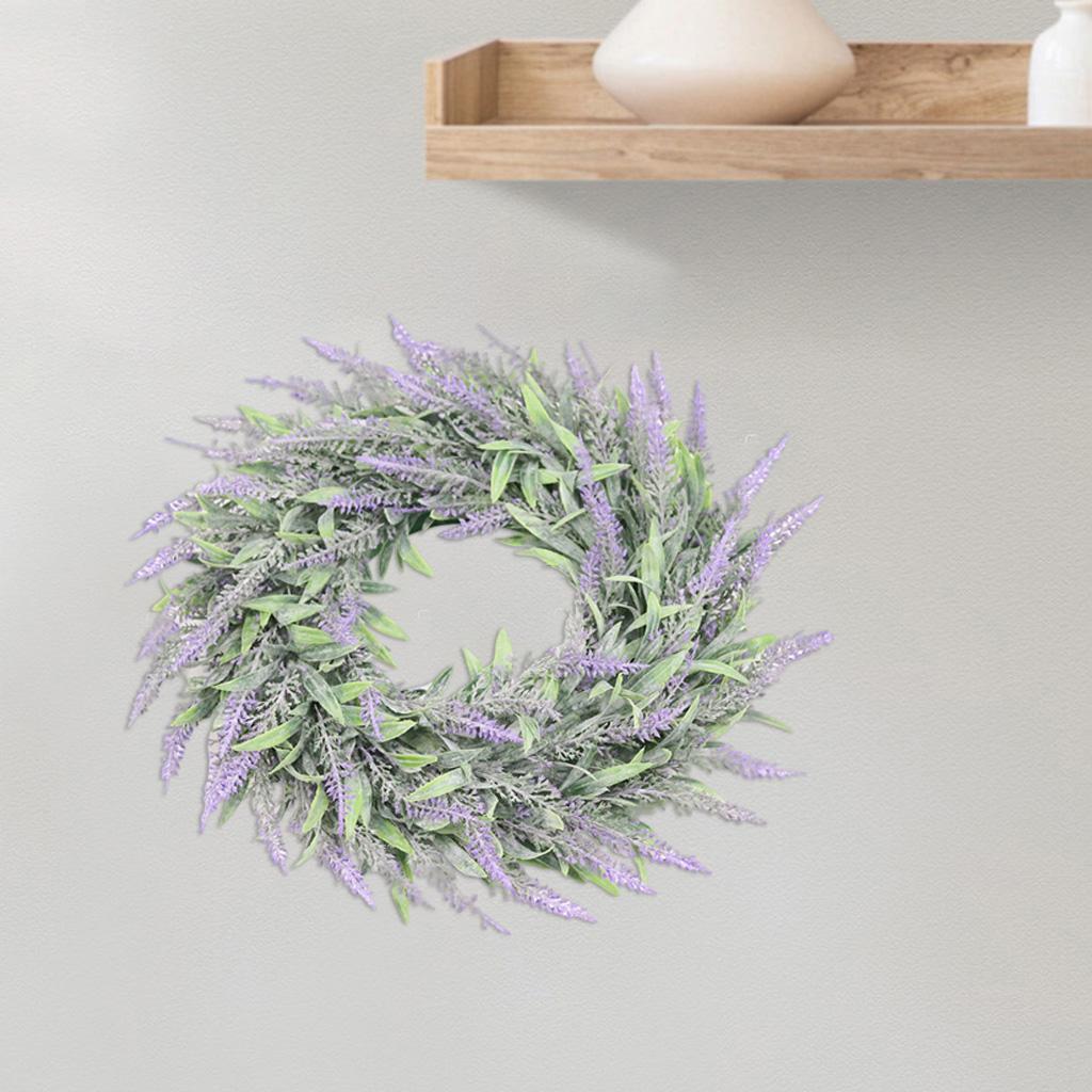 Artificial Front Door Simulation Lavender Flower Wreath Garland Green