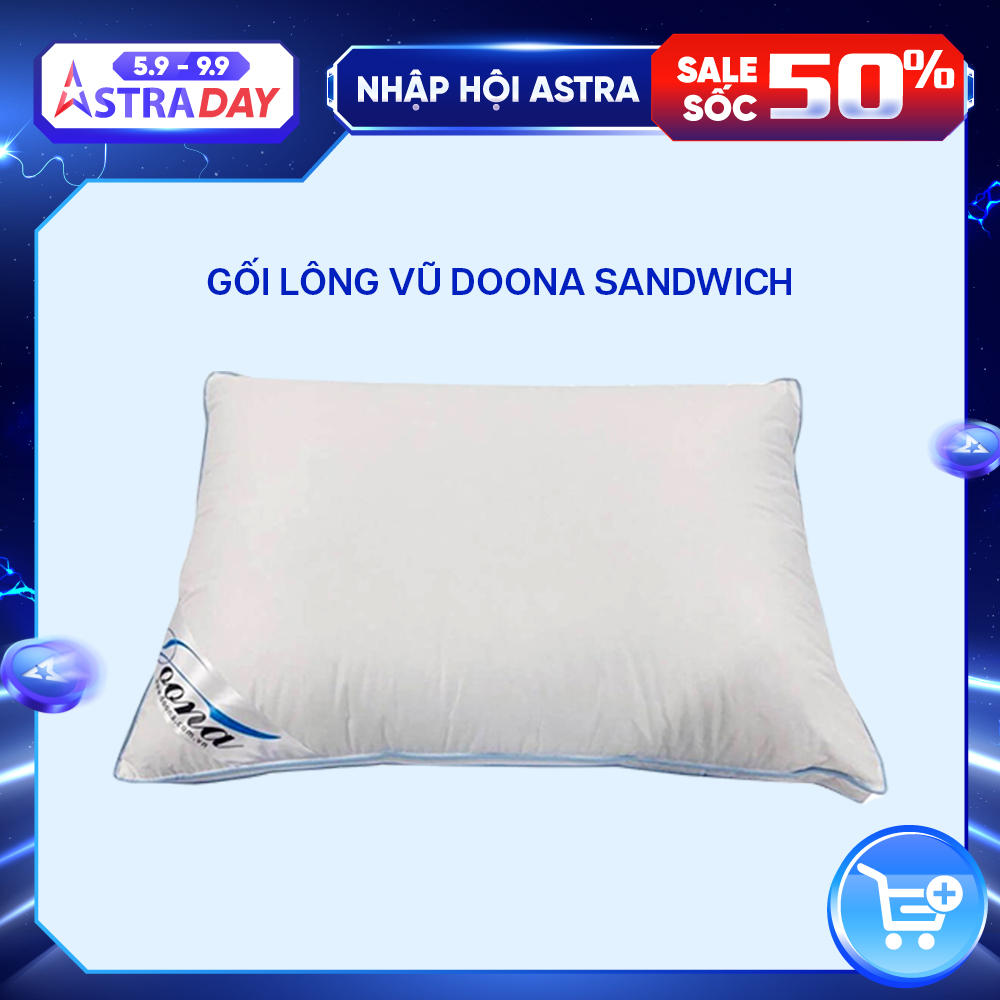 Gối nằm lông vũ cao cấp Doona Sandwich 45x65cm siêu mềm, êm ái, thích hợp với mọi lứa tuổi